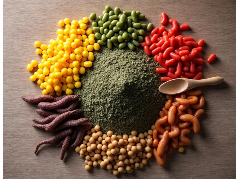 Detailaufnahme von verschiedenen Angelködern und gemischtem Grundfutter