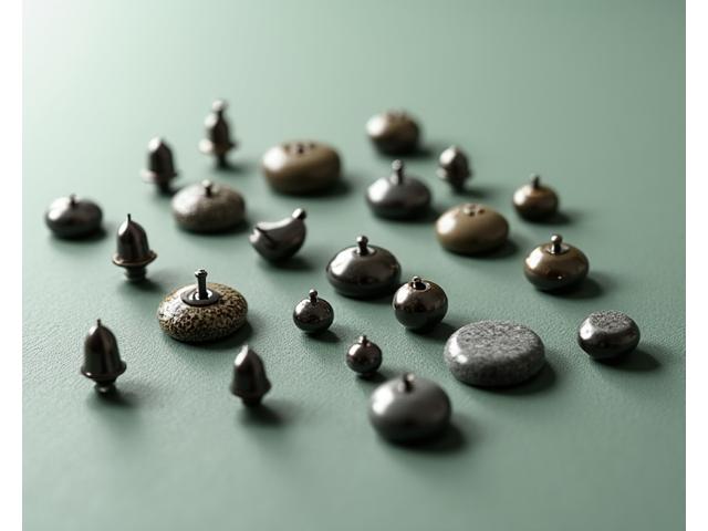 Eine detaillierte Anordnung verschiedener bleifreier Gewichte aus Tungsten und Stahl, sauber beschriftet